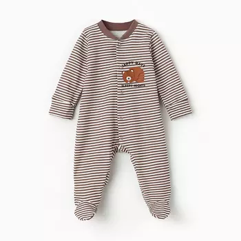 Комбинезон детский с открытыми ножками "Мишка", цвет бежевый, рост 80