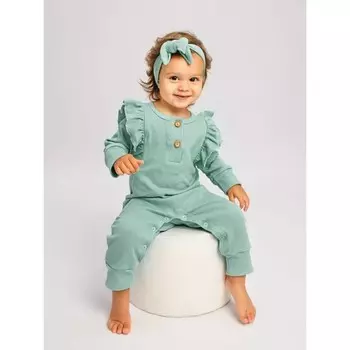 Комбинезон детский с рюшами Fashion, рост 68 см, цвет зелёный