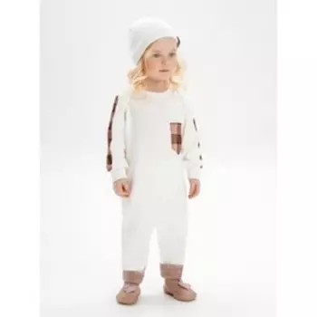 Комбинезон детский с шапочкой Amarobaby Cell, молочный, размер 74