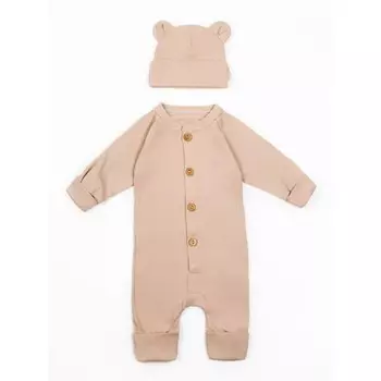 Комбинезон детский с шапочкой Fashion, рост 80 см, цвет бежевый