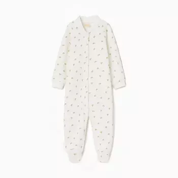 Комбинезон детский с закрытыми ножками, цвет бежевый/сердечки, рост 56 см