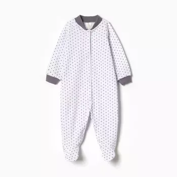 Комбинезон детский с закрытыми ножками, цвет серый горох, рост 62