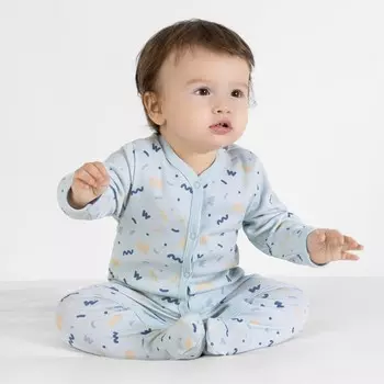 Комбинезон детский с закрытыми ножками «Горошинка», рост 62 см, цвет голубой