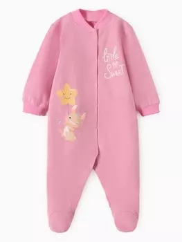 Комбинезон детский с закрытыми ножками "Зайка", цвет розовый, рост 74