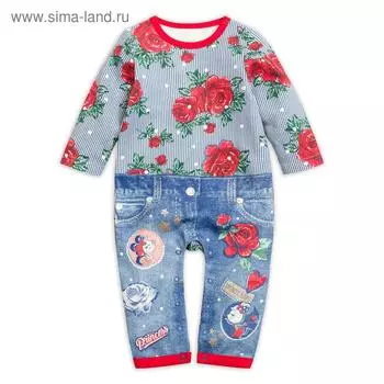 Комбинезон для девочек, рост 74 см, цвет джинс