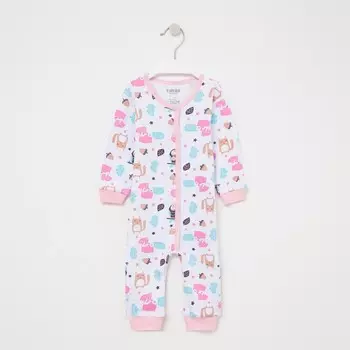 Комбинезон для девочки, цвет белый/животные, рост 74-80 см