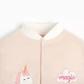 Комбинезон для девочки, цвет розовый/единорог, рост 56 см