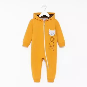 Комбинезон для девочки, цвет жёлтый/кошечка, рост 86 см