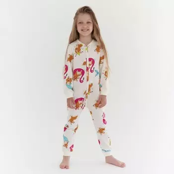 Комбинезон для сна для девочки, рост 98 см, цвет молочный