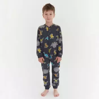 Комбинезон для сна для мальчика, рост 128 см, цвет тёмно-серый