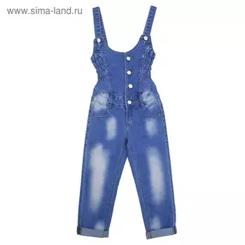 Комбинезон джинсовый для девочек, рост 98 см