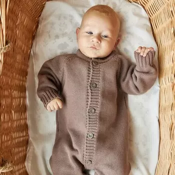 Комбинезон (гладкий) для мальчика, цвет кофейный, рост 80-86 см