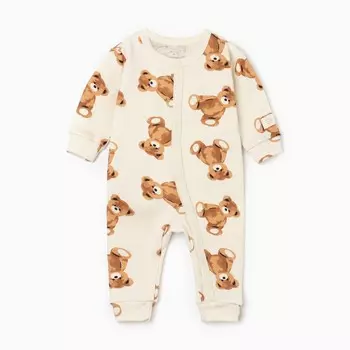 Комбинезон Крошка Я "Медвежата", рост 68-74, бежевый