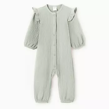 Комбинезон Крошка Я Муслин,р. 68-74, оливковый