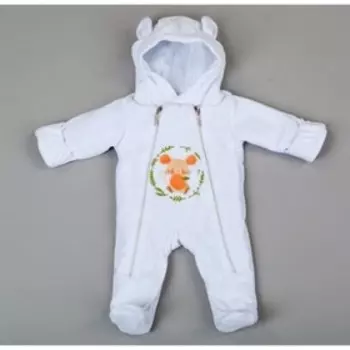 Комбинезон «Мышонок» велюр, цвет белый, рост 62 см