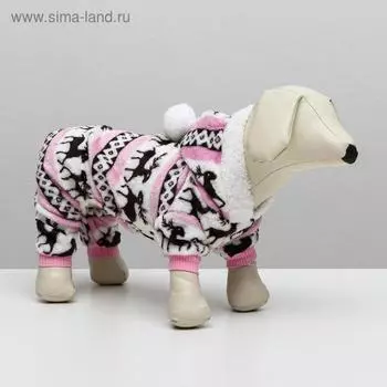 Комбинезон "Олени" с капюшоном, размер L (ДС 25 см, ОГ 45 см, ОШ 35 см), розовый