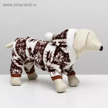 Комбинезон «Олени» с капюшоном, размер M (ДС 30 см, ОГ 40 см, ОШ 30 см), коричневый