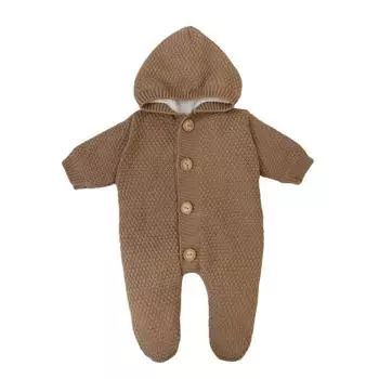 Комбинезон с капюшоном утепленный, рост 68 см, цвет коричневый