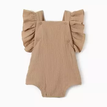 Комбинезон с рюшами Крошка Я Муслин, рост 80-86 см, бежевый