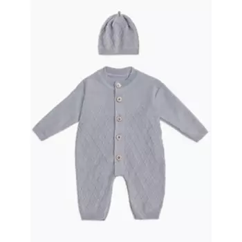 Комбинезон с шапочкой детский Elegant, рост 74 см, цвет серый