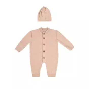 Комбинезон с шапочкой детский Elegant, рост 80 см, цвет бежевый