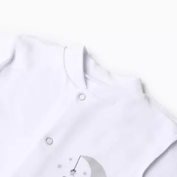 Комбинезон с закрытыми ручками, цвет белый/мишка, рост 56 см