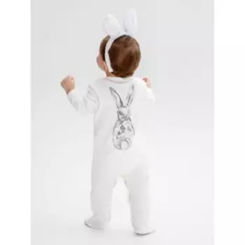 Комбинезон (слип) детский Amarobaby Animals Зайка, молочный, размер 56