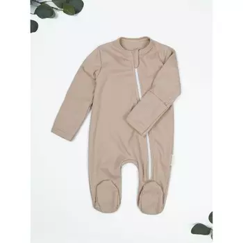 Комбинезон слип детский Amarobaby Fashion, на молнии, рост 62, цвет бежевый