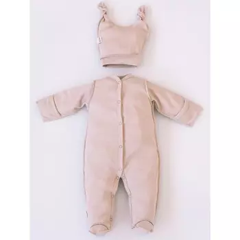 Комбинезон-слип детский KinDerLitto «Капучино», с шапочкой, рост 68-74 см