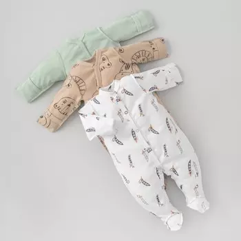 Комбинезон-слип детский KinDerLitto «Крошки-горошки», рост 68-74 см, 3 шт