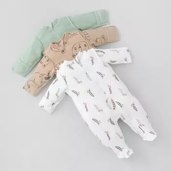 Комбинезон-слип KinDerLitto «Крошки-горошки», на молнии, рост 50-56 см, 3 шт