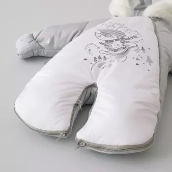 Комбинезон-трансформер «Ёжик на сноуборде» зимний, рост 62-74 см, цвет серый