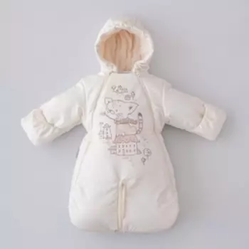 Комбинезон-трансформер «Котенок на крыше» 3 сезона, рост 62-74 см, цвет молочный