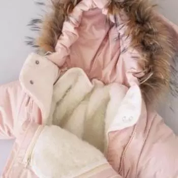 Комбинезон-трансформер «Зайкин», с опушкой и отворотами 3 сезона, рост 62-74 см., цвет розовый 742