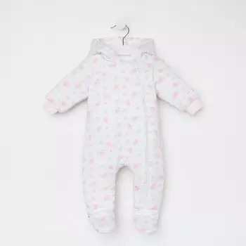 Комбинезон утеплённый детский, цвет белый/птички, рост 68 см