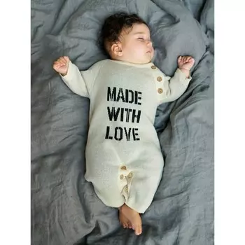 Комбинезон вязаный детский Pure Love Made, рост 62 см, цвет молочный