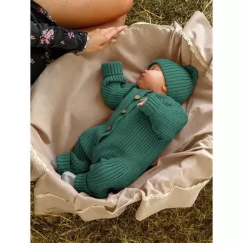 Комбинезон вязаный детский с шапочкой Amarobaby Pure Love Tot, рост 86 см, цвет зелёный