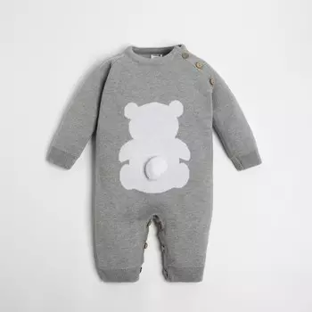 Комбинезон вязаный Крошка Я «Мишка», рост 86-92 см, серый