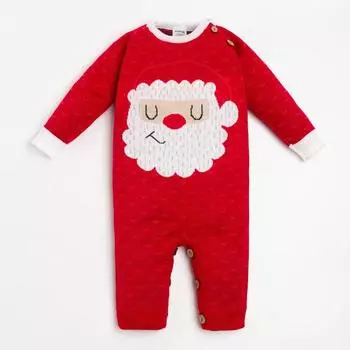 Комбинезон вязаный Крошка Я «Санта», рост 86-92 см, красный