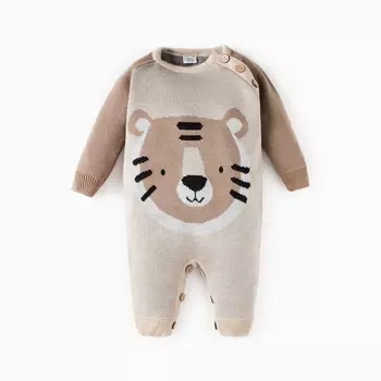 Комбинезон вязаный Крошка Я «Тигруля», рост 74-80 см, бежевый
