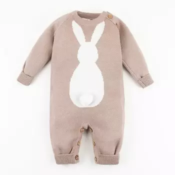 Комбинезон вязаный Крошка Я «Заяц» рост 74-80 см, бежевый