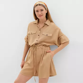 Комбинезон женский MINAKU: Casual Collection, бежевый, размер 48