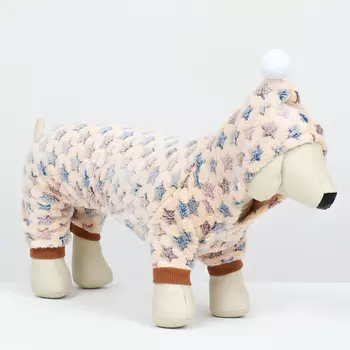 Комбинезон «Звёзды» с капюшоном, размер 2XL (ДС 45 см, ОШ 45 см, ОГ 55 см), бежевый