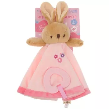 Комфортер - игрушка для сна новорожденных, M&B «Зайка», погремушка, прорезыватель, розовый