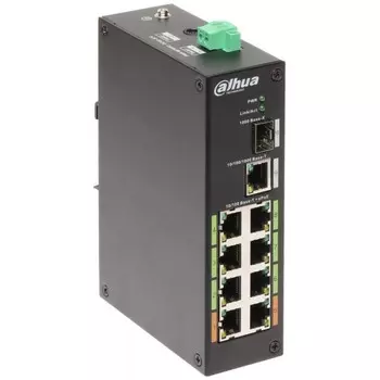 Коммутатор Dahua DH-LR2110-8ET-120 1x100Mb 8G 1SFP 6PoE+ 120W неуправляемый