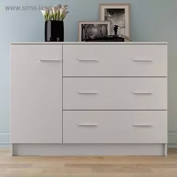 Комод 3 ящика с 1 дверью Лофт, Белый