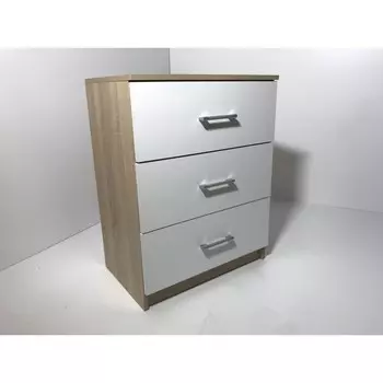 Комод 3 ящика Светлана, 600 х 395 х 775, Дуб сонома/Белый