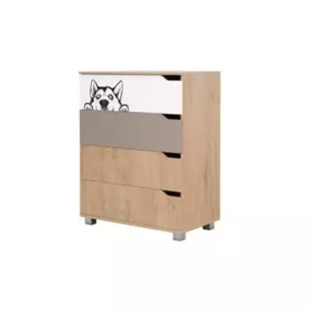 Комод 4 ящика Хаски-5 ирландский дуб/белый/мокко