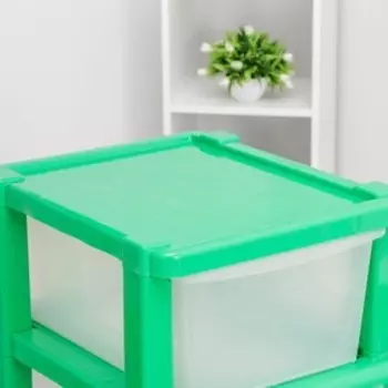 Комод 5-ти секционный Доляна, цвет зелёный/прозрачный