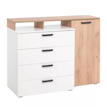 Комод №8, 1250х473х970, Дуб крафт золотой/Белый